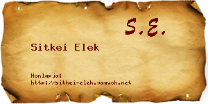 Sitkei Elek névjegykártya